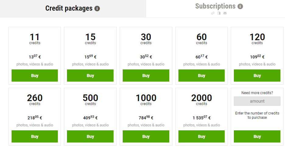 precios de créditos tarifa de precios de los créditos